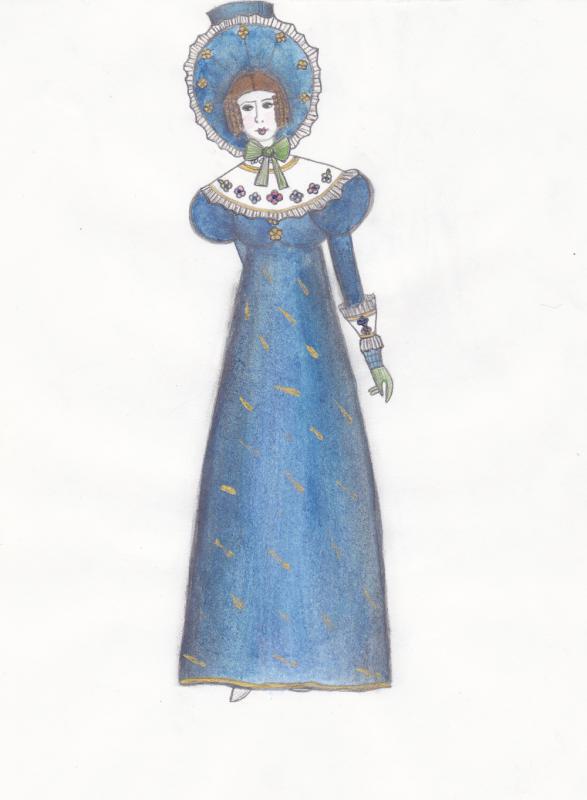 Дама в прогулочном платье 1820-ых времён Реставрации