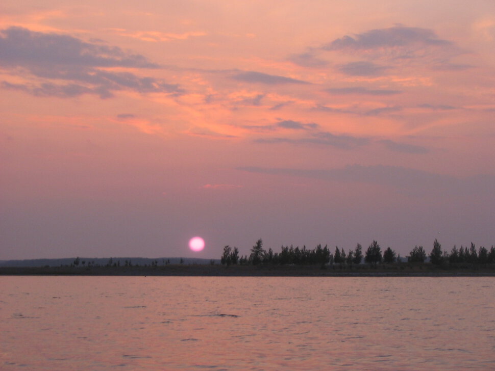 закат над соленым озером