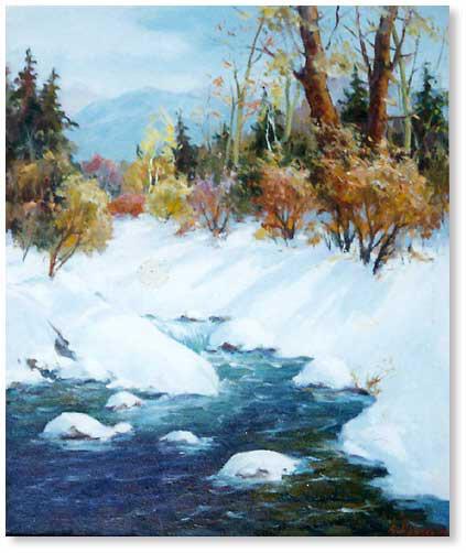 Вдохновение живописью. Зима в горах