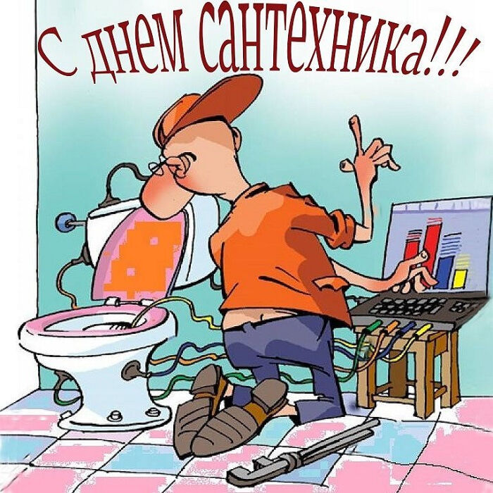 Смешная открытка на День сантехника