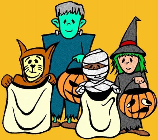Рисунок с детьми в костюмах на Halloween