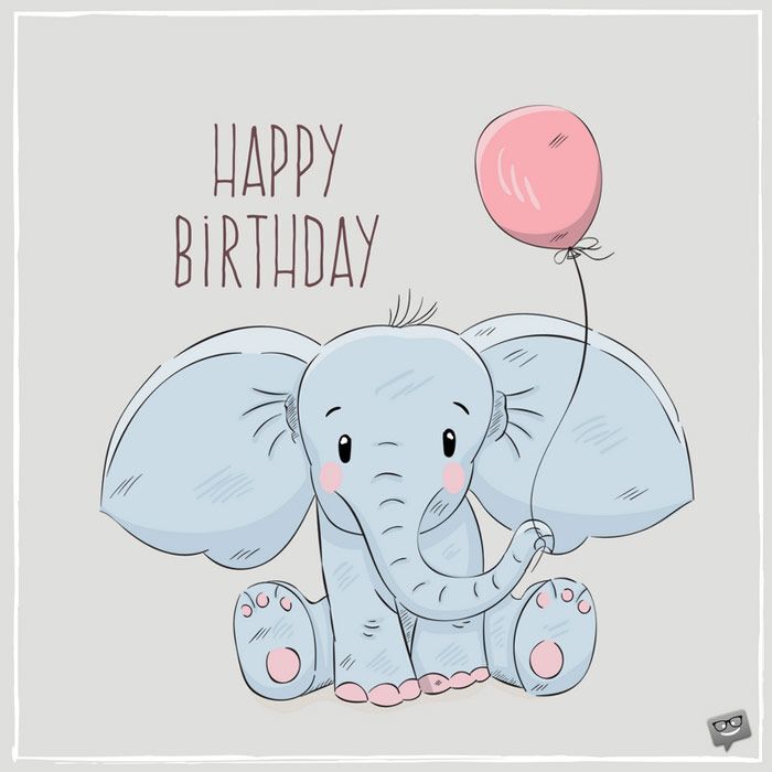 Открытка со слоненком с Happy Birthday