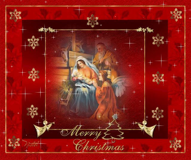 Бесплатная мерцающая открытка с Католическим Рождеством