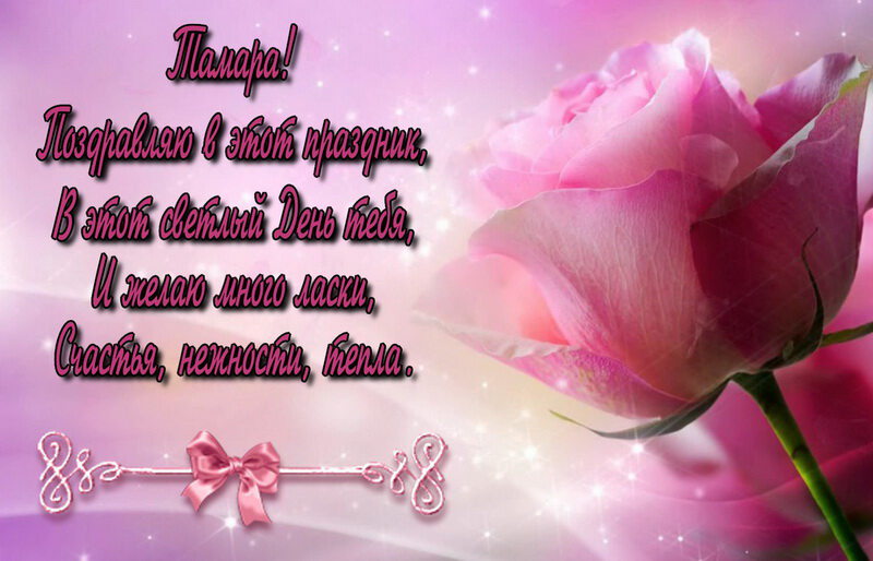 Открытка с розовой розой Тамаре в День Рождения