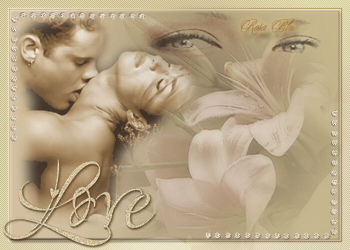 Мерцающая любовная открытка с влюбленными и лилиями