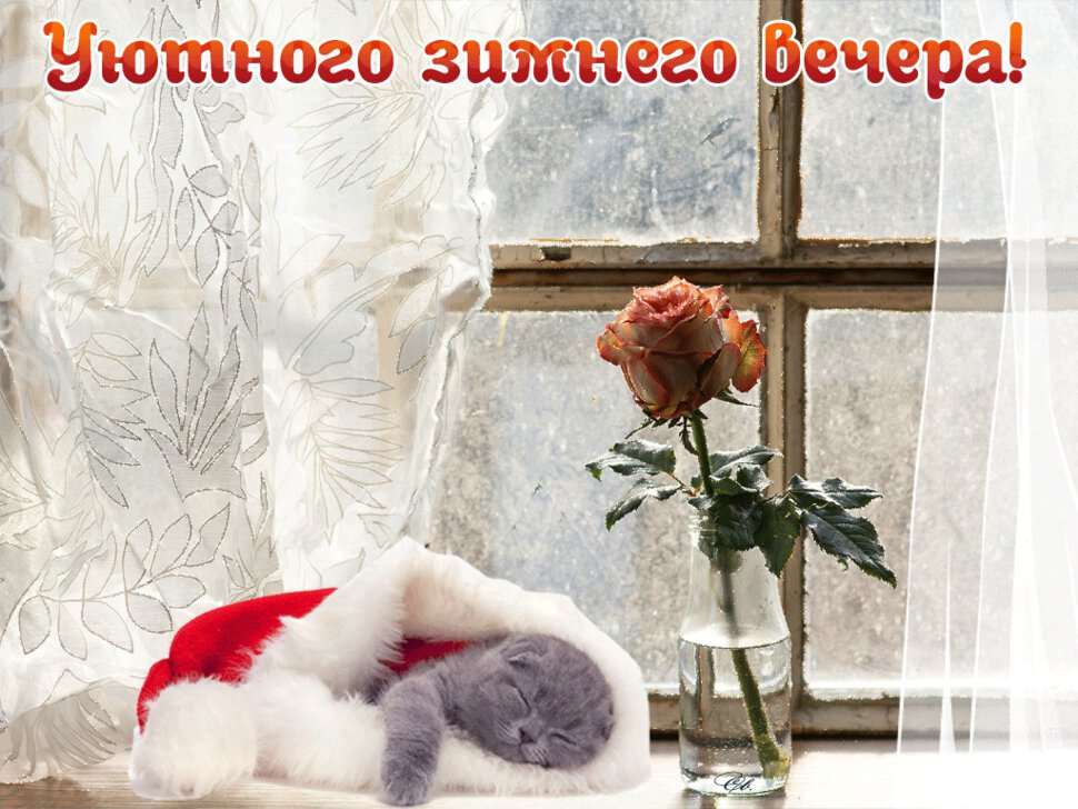 Бесплатная гиф открытка про Уютный Зимний Вечер