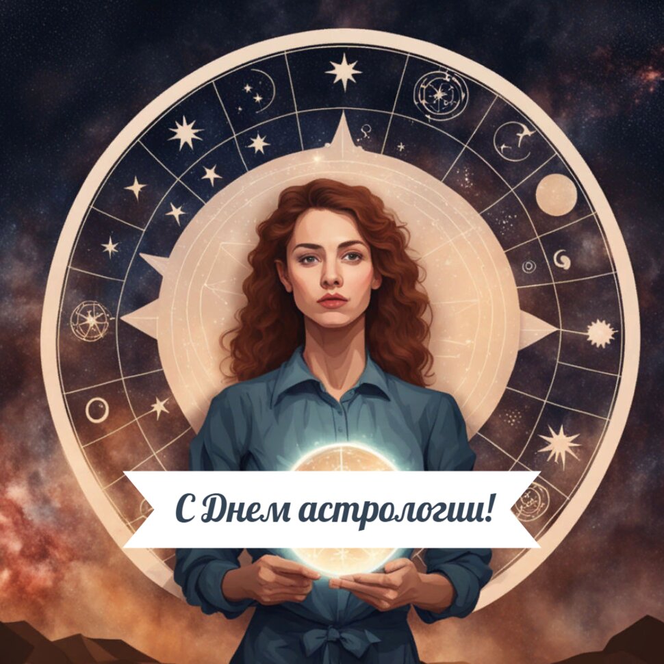 С Днем астрологии! Девушка с астрологическим кругом