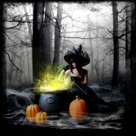 Картинка с ведьмочкой на Halloween