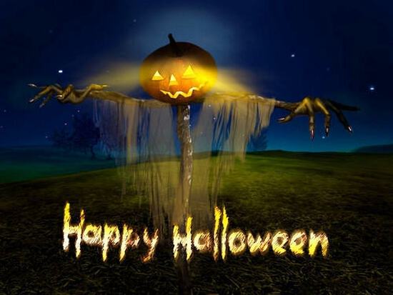 Картинка на Halloween с тыквой-чучелом
