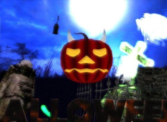 Картинка на Halloween с мрачной тыквой
