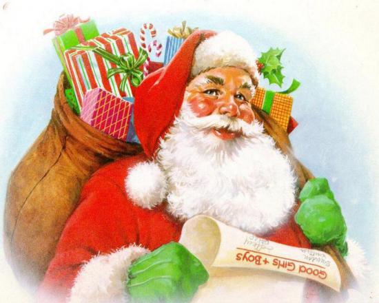 Санта Клаус с мешком подарком