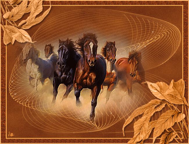 Табун лошадей. Мерцающая открытка