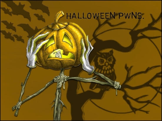 Картинка на Halloween с тыквой и совой