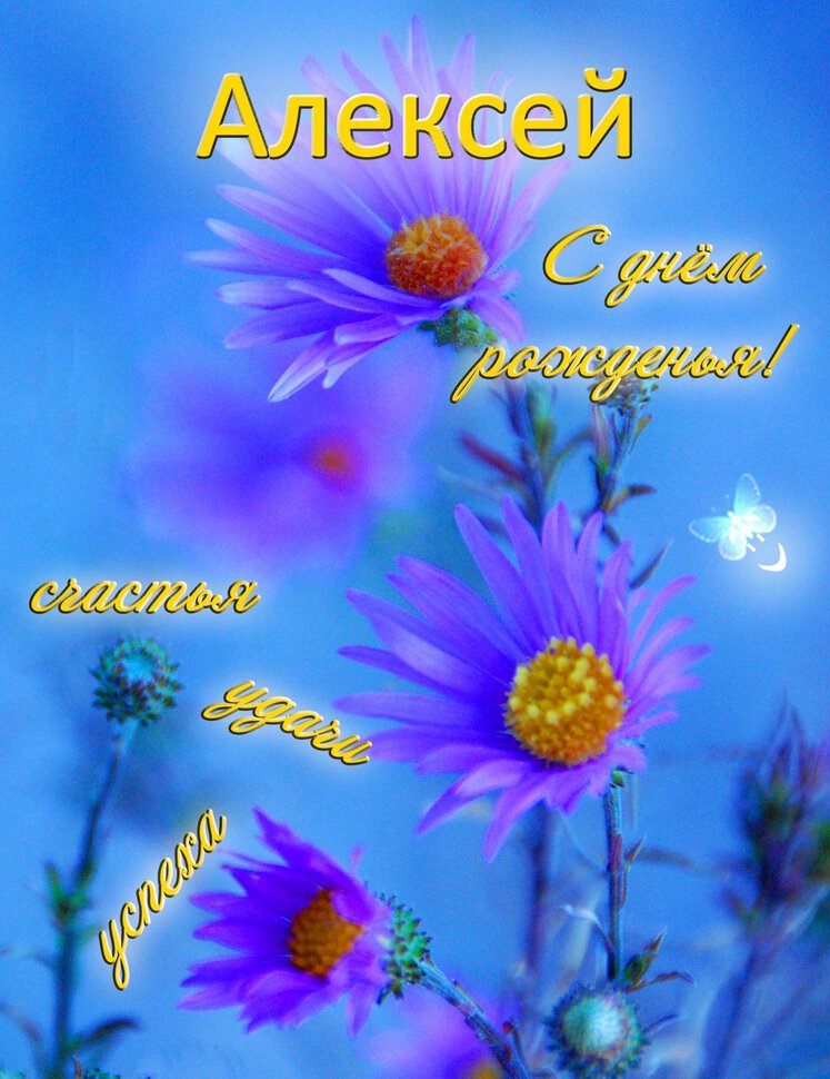 Бесплатная открытка с Днем Рождения Алексею
