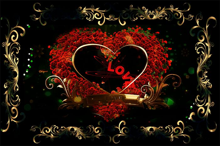 Анимационная любовная открытка с сердцем Love