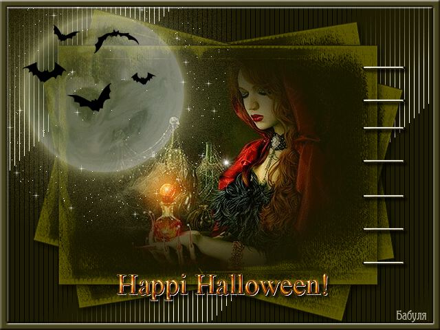 Блестяшка на Хэллоуин с ведьмочкой и летучими мышами