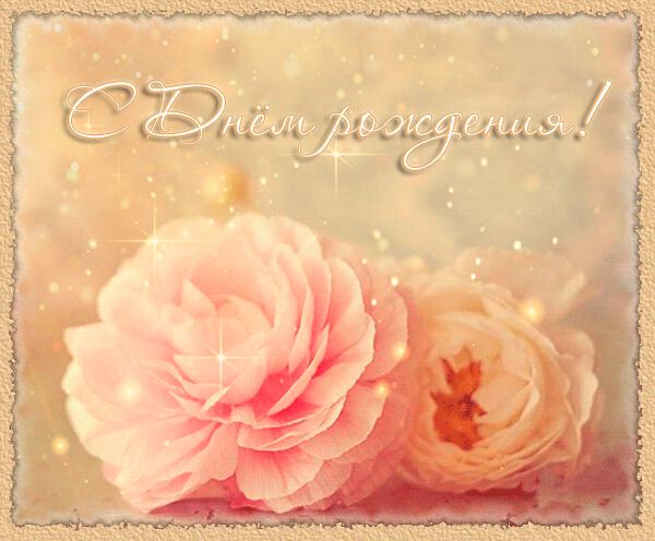 Движущаяся открытка с розами с Днем Рождения