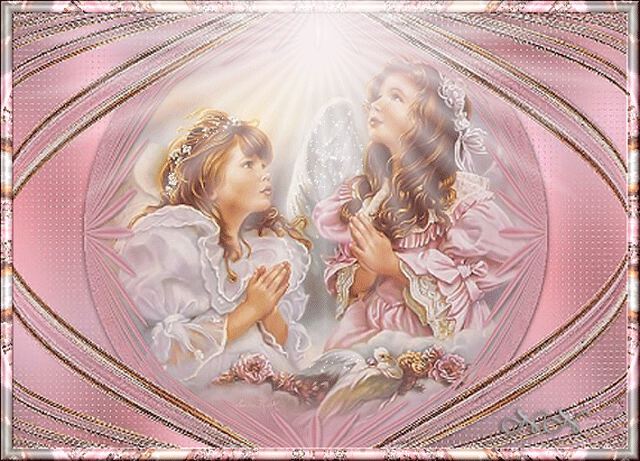 Анимированная открытка с Божественным светом и ангелами