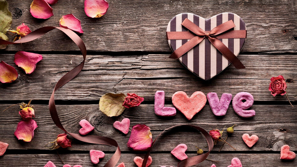 Valentines day. Открытка с надписью Love