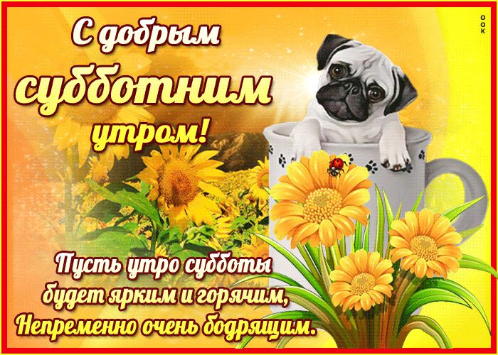 Веселая гиф открытка с надписью про Субботу