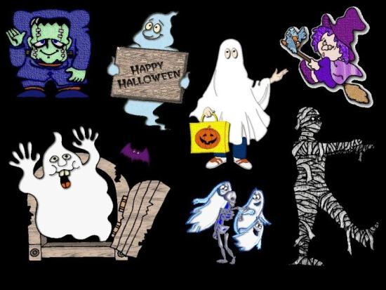 Картинка на Halloween с привидениями и зомби