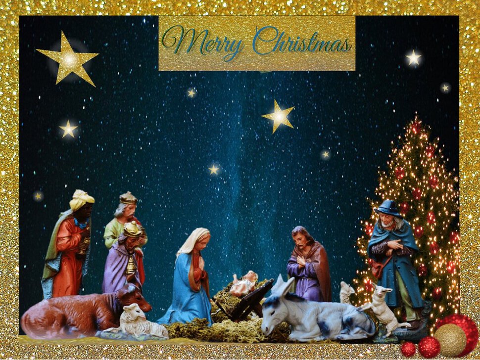 Блестящая открытка на Католическое Рождество