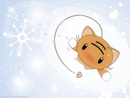 Поздравление С первым снегом и котенком анимэ