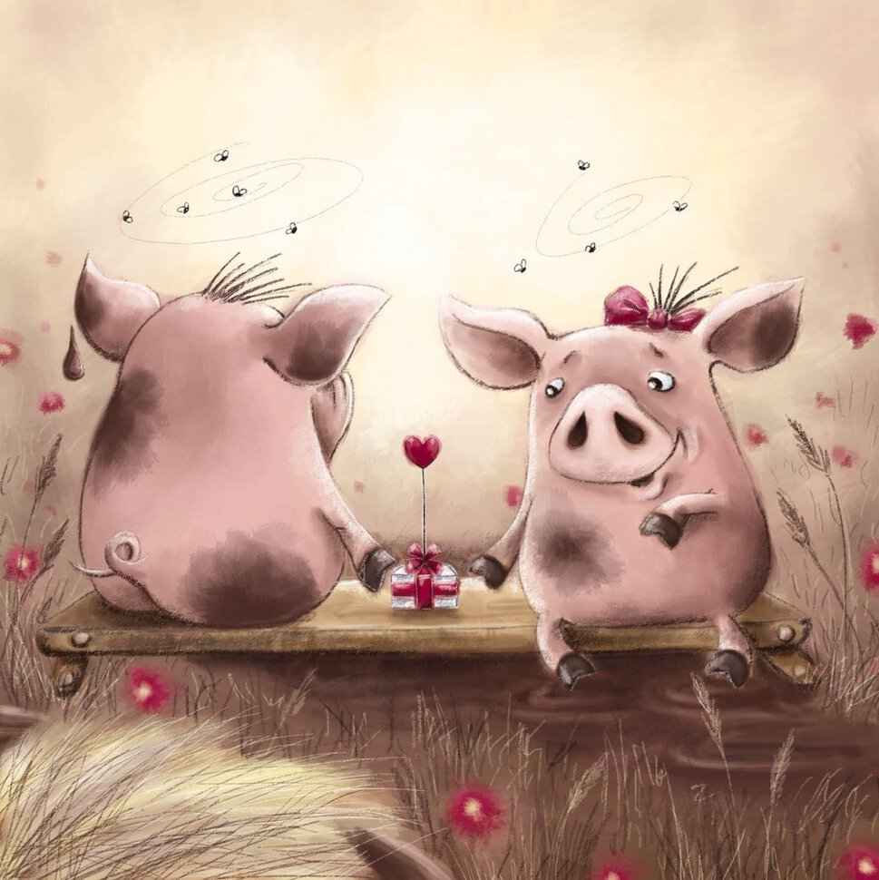 Смешная открытка с животными про любовь