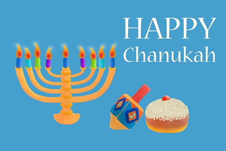 Открытка на Хануку. Happy Chanukah