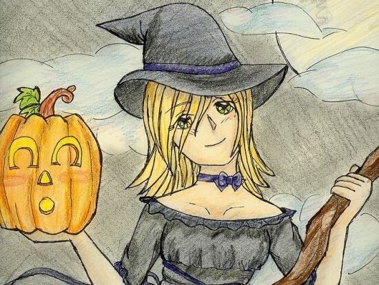 Рисунок девушки на Halloween