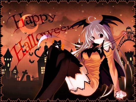 Картинка на Halloween с милой ведьмочкой