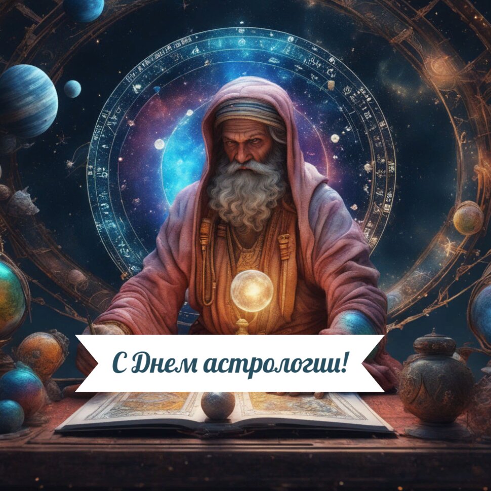 С Днем астрологии! Мудрец с книгой и планетами