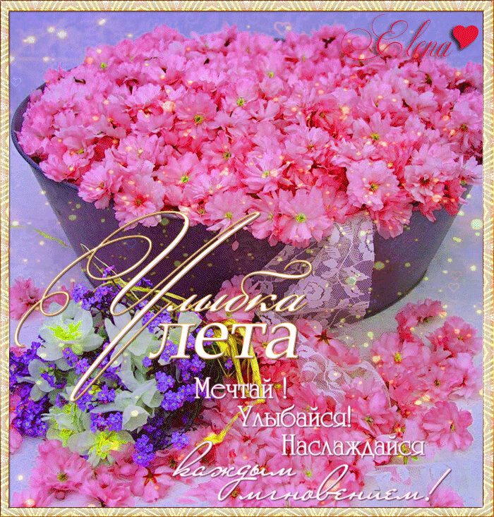 Гиф открытка Улыбка лета с цветами