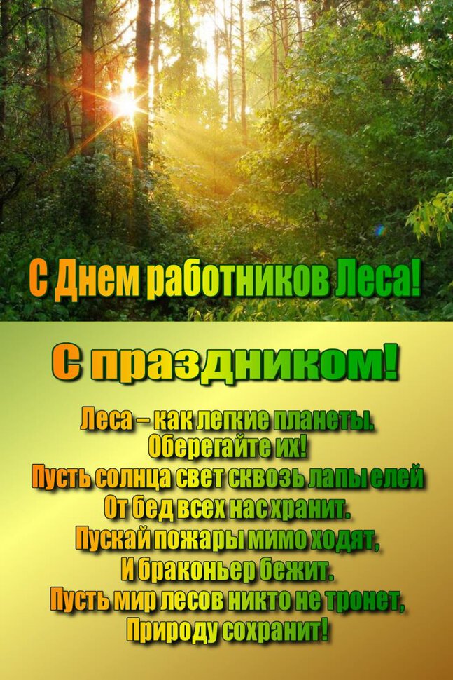 Бесплатная красивая открытка на День работников леса