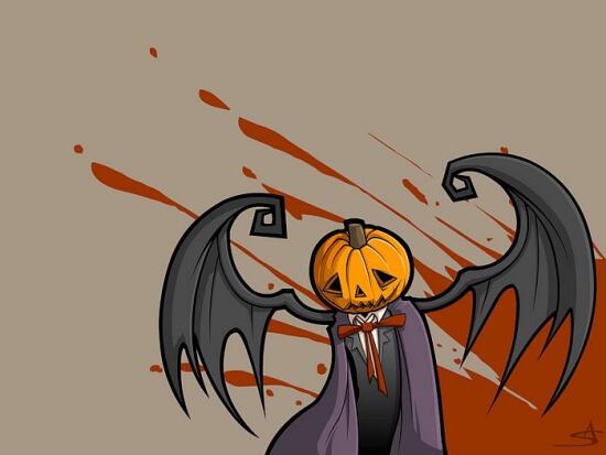 Рисунок на Halloween с тыквой