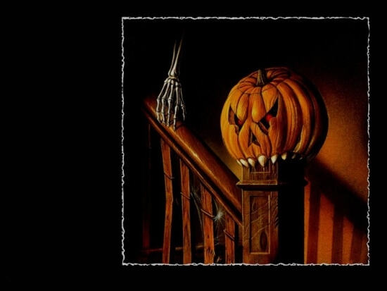 Картинка на Halloween со злобной тыквой