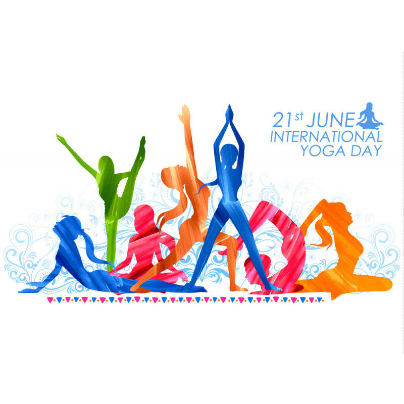 Яркая открытка с днем йоги 21 июня