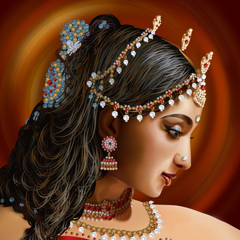 Красивая индийская девушка на открытке
