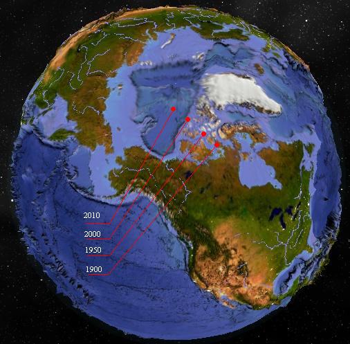 Смещение северного магнитного полюса Земли