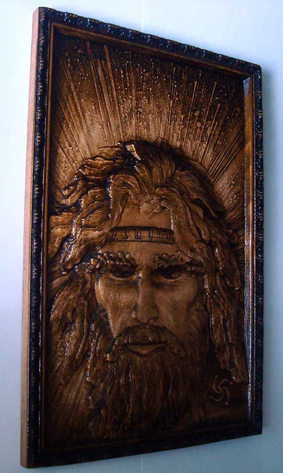 Деревянная резная картина Древнеславянский бог Род