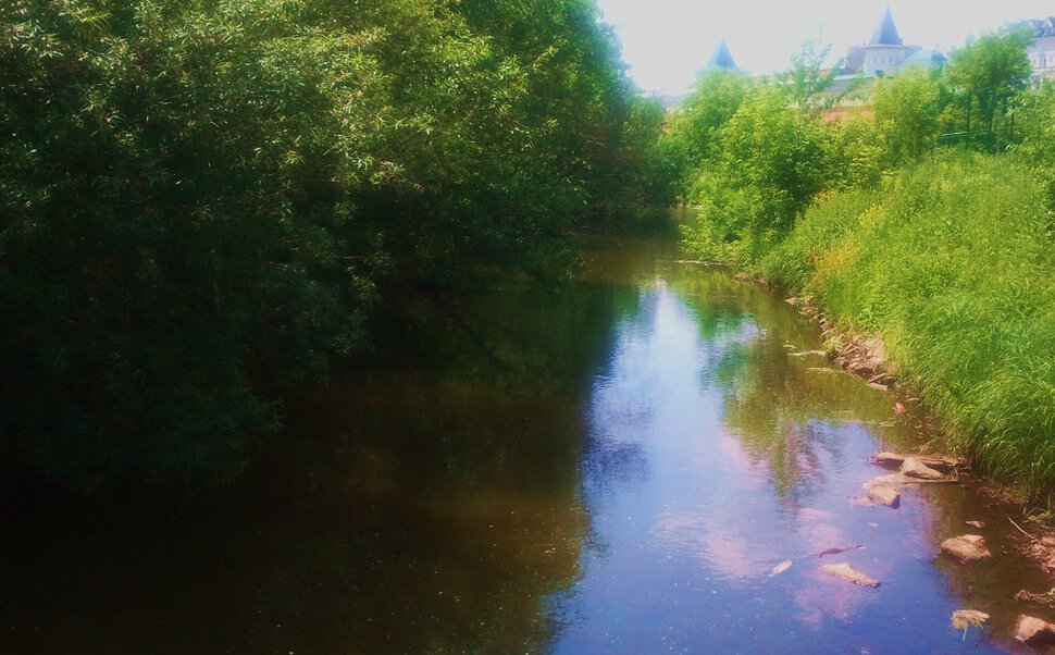 По реке мимо монастыря