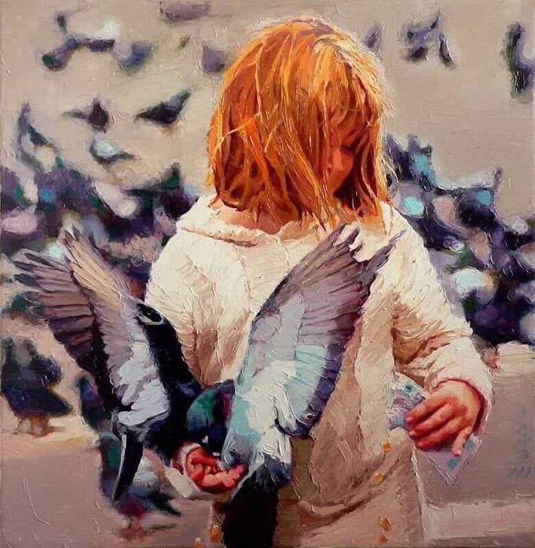 Девочка и голуби
