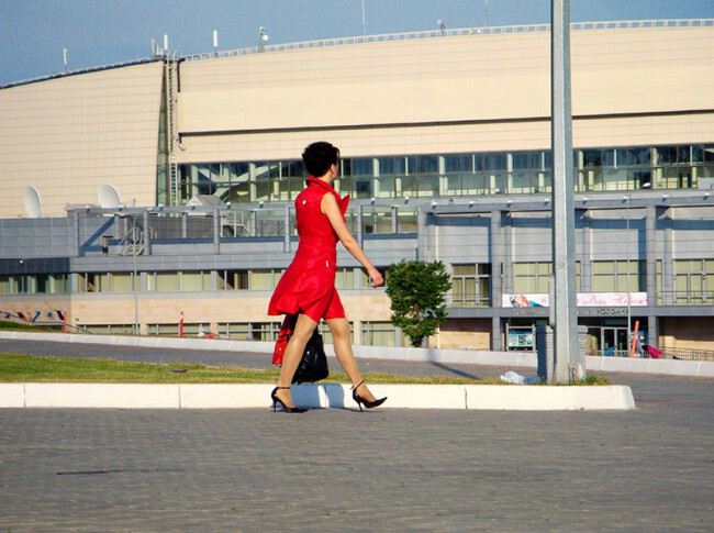 The lady in red