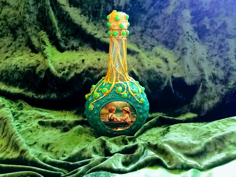 Переделка бутылочки декупаж