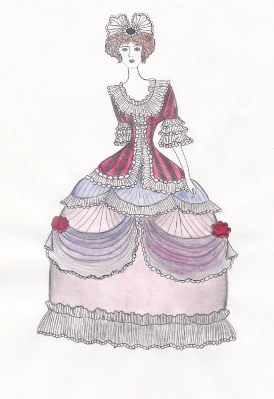 Дама в домашнем платье 1850-ых времён Неорококо