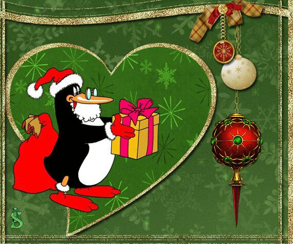 пингвин с подарком