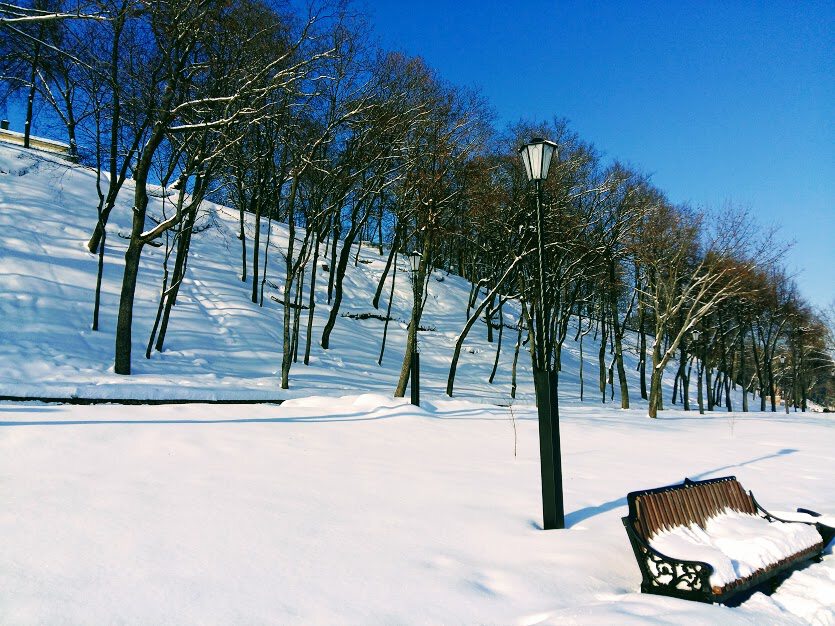 Снежные склоны парка