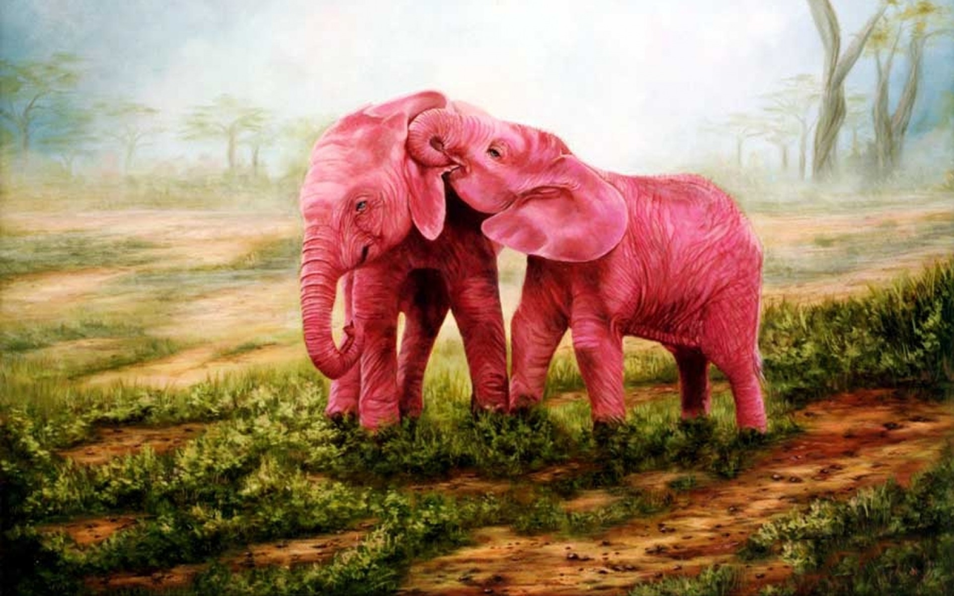 животные любовь цветы слоны загрузить