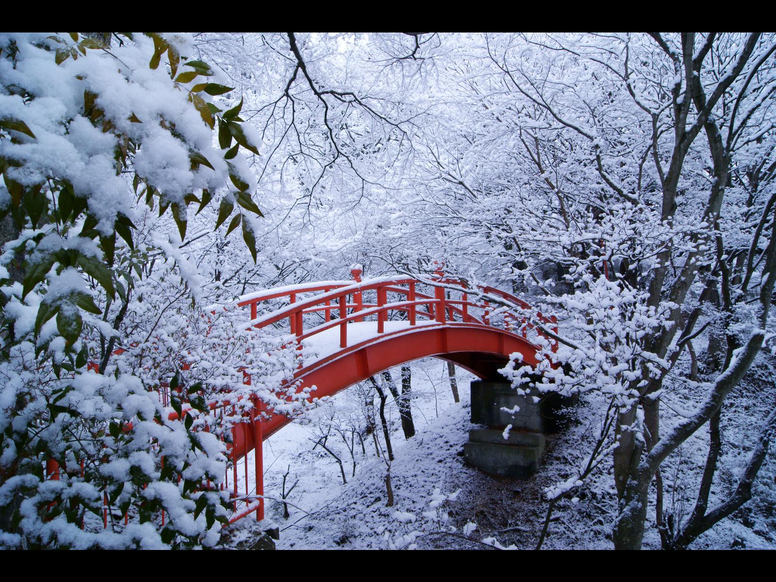 мостик зима снег речка скачать