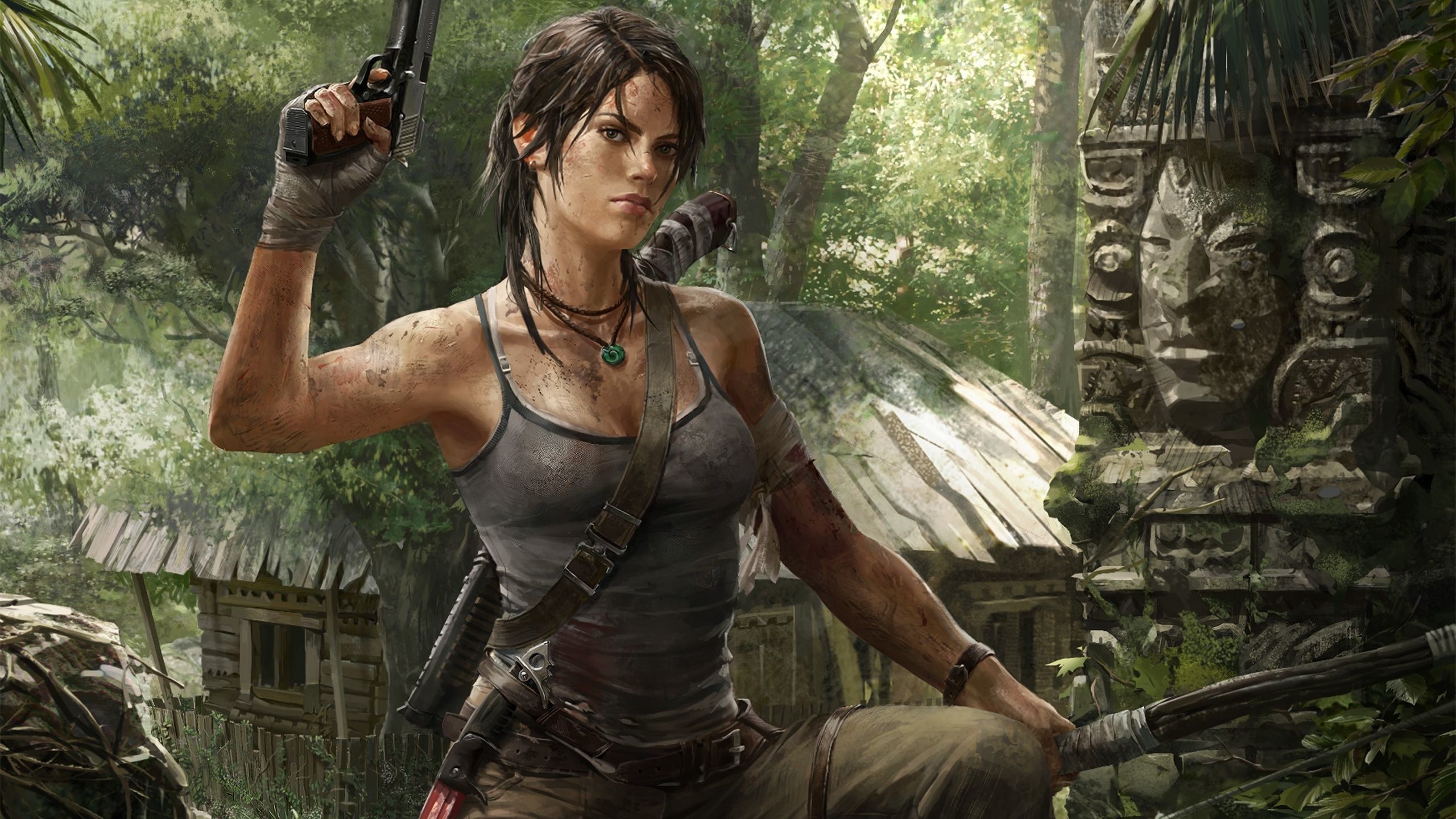 Лара Крофт с пушкой - Tomb Raider.